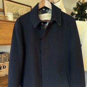 Wool Navy Burberry Brit Coat - Excellent  - Small / Medium
